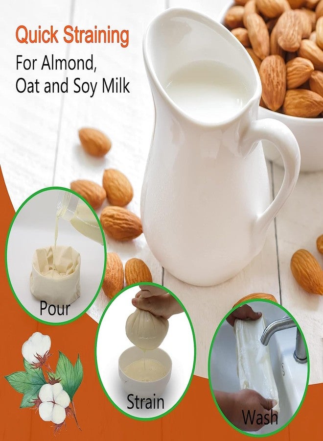 OREAYU Cotton Cheese Nut Milk Cloth Bag for Kitchen, Unbleached Reusable Cotton Bags for Straining Juice as Strainer, Masala Potli, Spice Bag, Paneer, Curd, Cheese, 10x7inches 4 Pcs - Image 5
